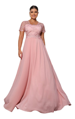 Vestido De Madrinha Royal Marsala Rose Busto Bordado Luxo Com Gravata 