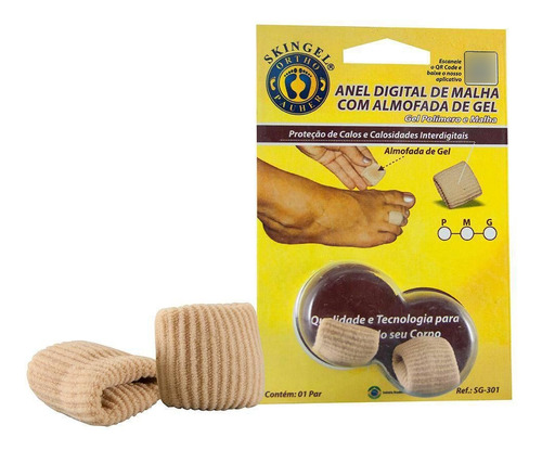 Anel Digital Malha Com Almofada Gel Bege G Bilateral Par