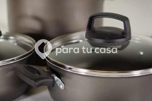 Imagen 3 de 10 de Batería Cocina Olla Aluminio Teflón 10 Piezas Estrela Mta