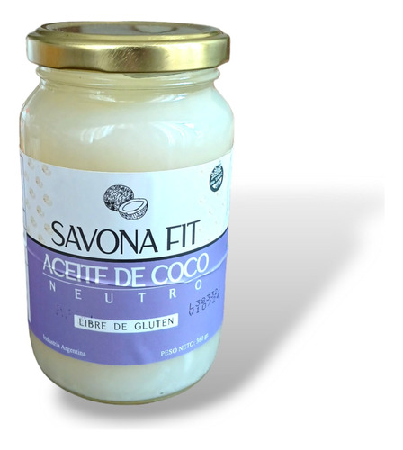 Aceite De Coco Savona Fit Neutro Sin Tacc 360g
