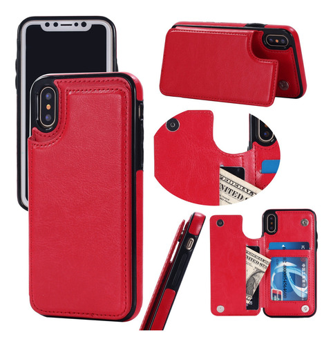 B Funda Carcasa Piel Billetera Con Soporte Para iPhone