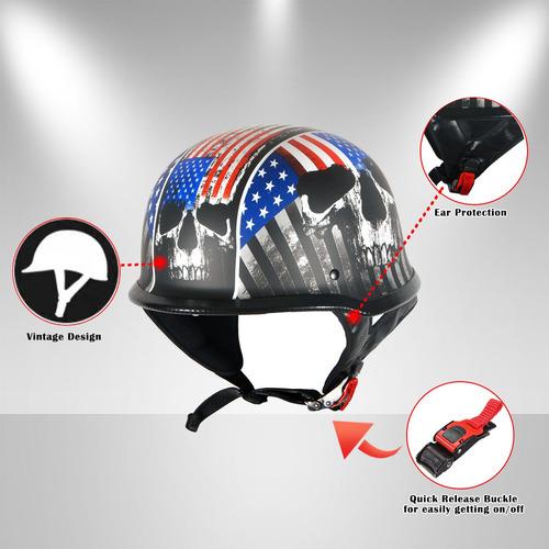 Casco De Motocicleta Abierto Medio Cara Estilo Alemán Dot
