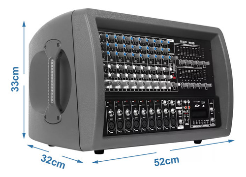 Consola Mixer Cabezal Potenciada Moon M6612 Usb Estereo 12ch