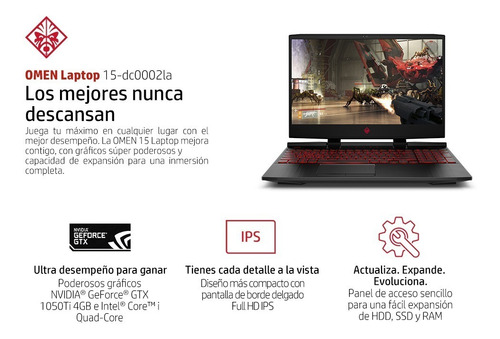 Notebook Hp Omen 15-dc0002la I5 8gb 1tb Gtx1050ti 15,6 Negro