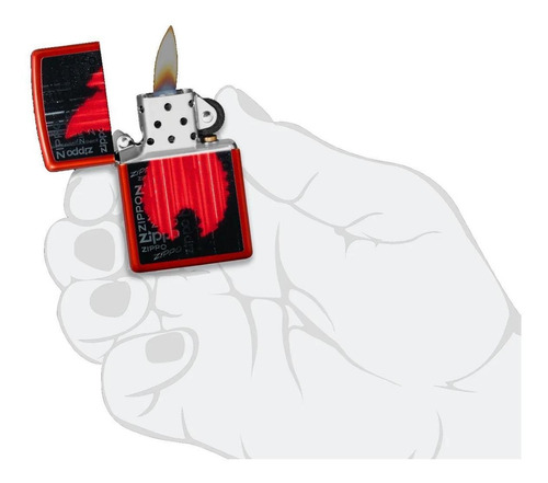 Encendedor Zippo Flame Design Negro Rojo Zp49584