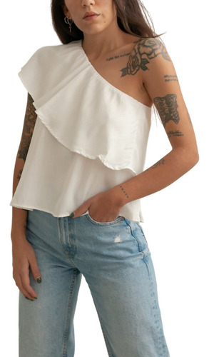 Blusa Nano Lino Un Hombro Abba #1823