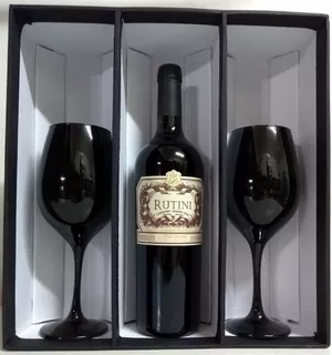 Vino Rutini Cabernet Malbec Con Estuche+2 Copas Negras