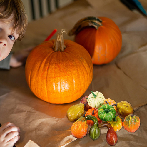12 Unidades De Calabazas Artificiales Artificiales Realistas