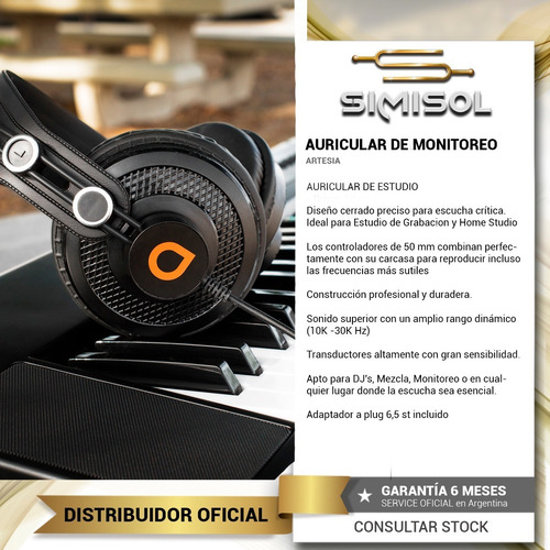 Imagen 3 de 7 de Auriculares De Estudio Artesia Amh11 Monitoreo Dj Estudio