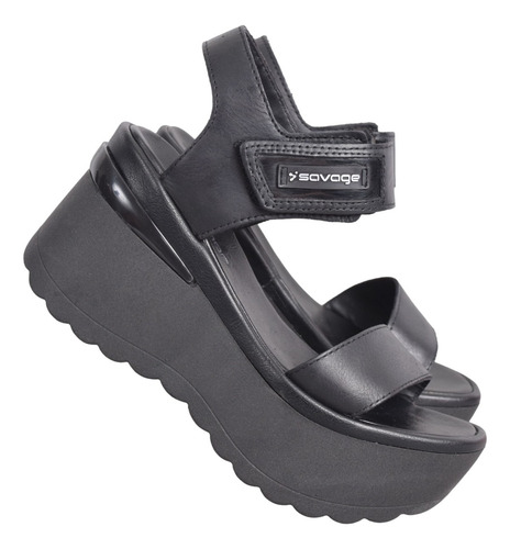 Sandalias Mujer Savage Kiev 900 Cuero Plataforma Abrojo Moda