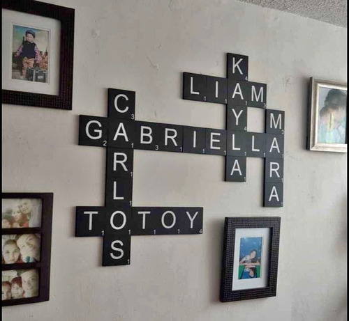 Piezas De Diseño 6 Nombres Design Scrabble Corte Láser Mader