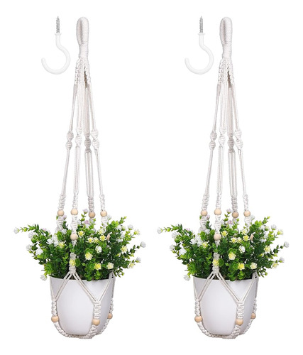 Yibot 2 Pack Macramé Plant Hanger Indoor Hanging Planter Bas