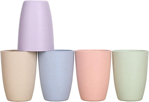 Taza Irrompible Con Pajita De Trigo, Vasos Reutilizables De