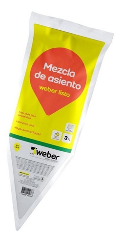 Imagen 1 de 3 de Mezcla De Asiento Weber Listo X 3kg Proyectar Materiales