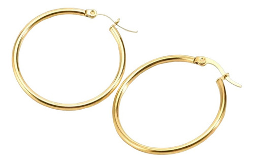 Off!! Aretes Aros De Argolla De Oro Amarillo De 18 Kt Sólido