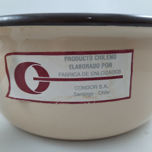 Cacerola Con Mango Enlozada Antigua 14 Cm Beige