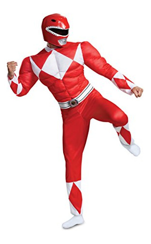 Hombres S Power Rangers Red Ranger Disfraz Muscular