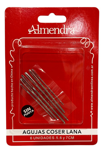 Agujas De Coser Lana Surtidas - Con Punta ,almendra X 6 Unid