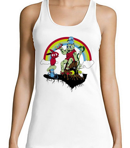 Musculosa Varios Personajes Arcoiris Nubes Artwork