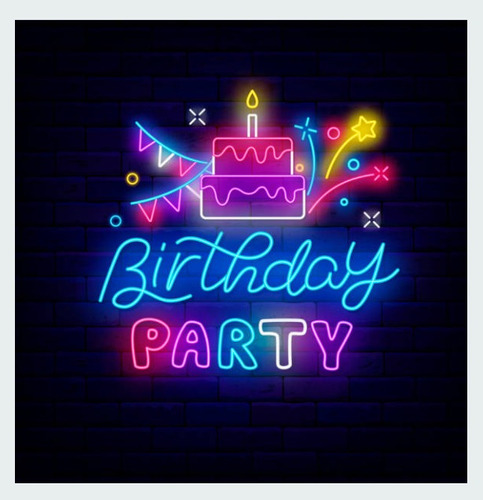 Letrero Led Neon Happy Birthday Party Ancho 80cm Luminoso