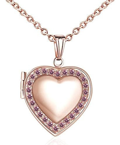 Youfeng Love Heart Locket Necklace Holds Pictures Paved Bl 