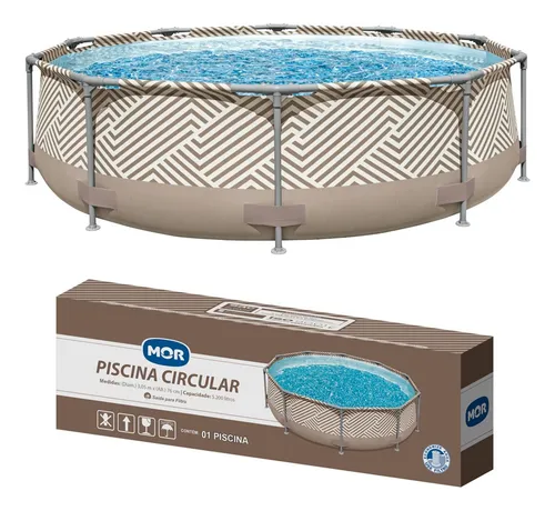 Piscina Circular Estrutural Pvc 5200 Litros 3.05 Metros Mor Bege Mosaico