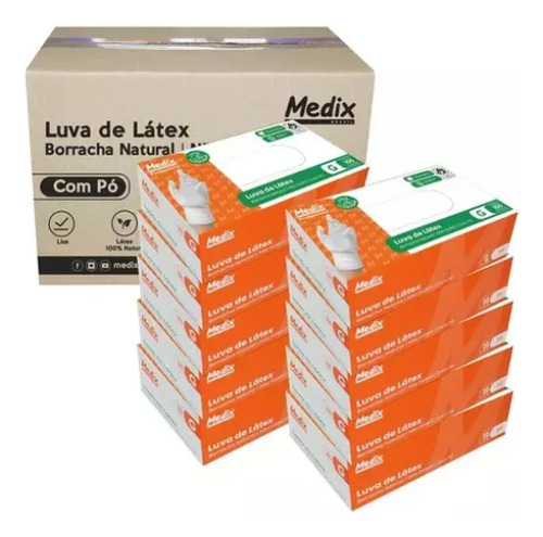 Luva De Procedimento Látex 100 Unid. Com Pó. Natural G
