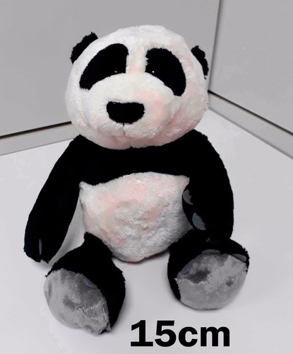 Urso Panda 15cm Bicho De Pelúcia Pequeno - Modelo Sentado