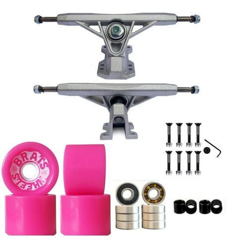 Truck Longboard 180mm Invertido + Rodas Long 71mm 83a 