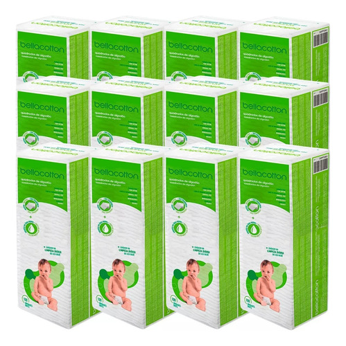 Algodão Bellacotton Quadrado Para Bebê - 12 Pacotes