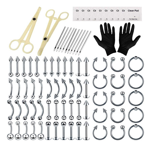 Autdor - Kit De 84 Piercings Profesionales Para El Cuerpo, I