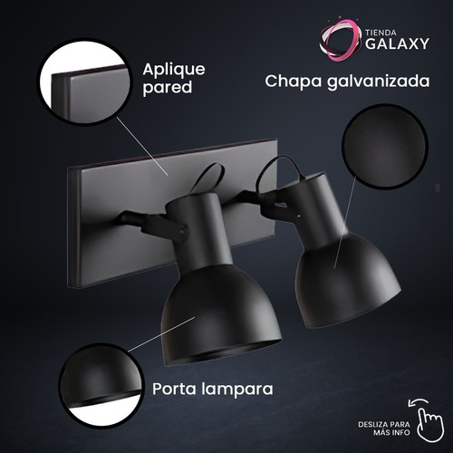 Imagen 2 de 9 de Lampara Aplique Pared Spot Bidireccional Dos Luces Apto Led