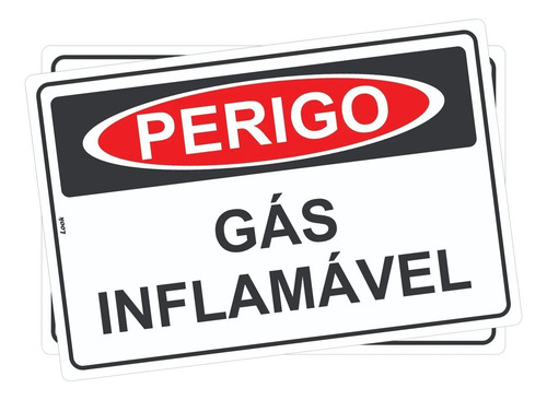 2 Placas Sinalização Perigo Gás Inflamável Botijão 20x30cm