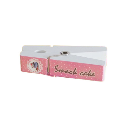 Broche De Madera Fondo Rosa Lunares Torta De 17x7,8x3,7