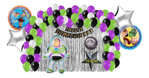 Kit Decoracion Fiesta Globos Buzz Ligthyear Toy Story 4 79p 