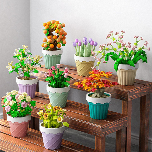 Juego De Bloques De Construcción Bonsái Mini Flores Modelo A 0 Versión Del Personaje