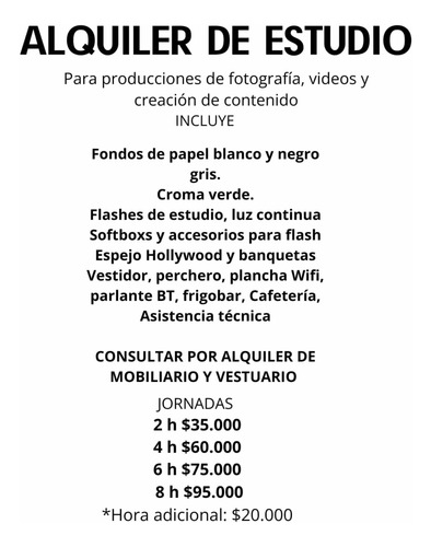 Estudio Fotografico Producciones Videos Y Alquiler Salas