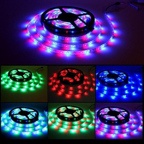 Imagen 5 de 10 de Cinta Tira Luces Led Rgb 5m 3528 C/ Transformador + Control®