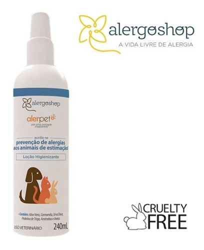 Spray Antialérgico Para Animais Loção Higienização Alerpet  