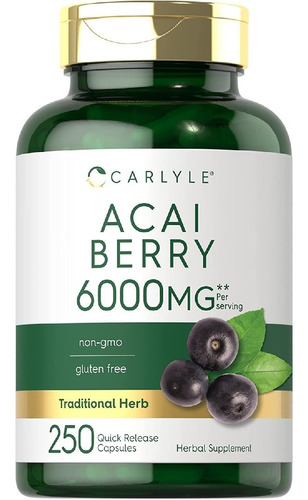 Baya De Acai 6000 Mg Carlyle 250 Capsulas