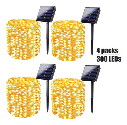 Imagen 2 de 10 de Guirnalda Solar De 600 Luces Led Cálidas Y Cálidas, 60 Metro