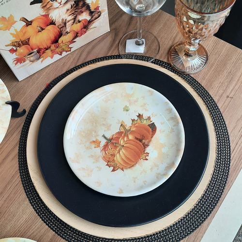 Jogo 6 Prato Sobremesa Coup De Halloween, Dias Das Bruxas C Laranja Thanksgiving - 203 C