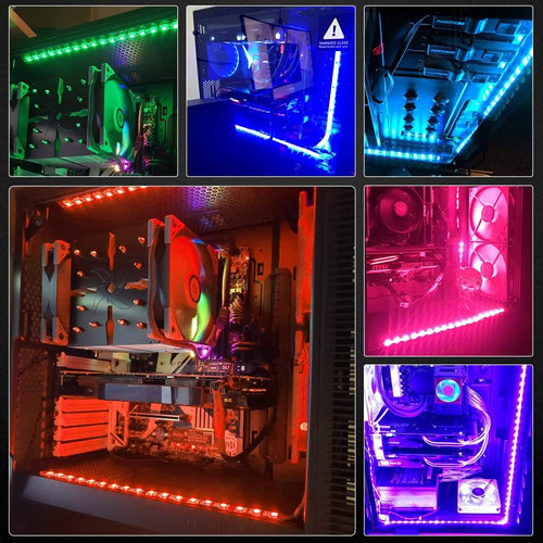 Tira Led Rgb Pc Motherboard 4 Pines 12v Magnética 2 Unidades