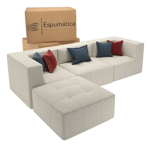 comprar Puff Sofá Modular C\u002F Chaise Reversível Para Sala Moderna