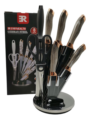 Set Cuchillos Acero Inoxidable C/base Juego 8 Pzas Cocina