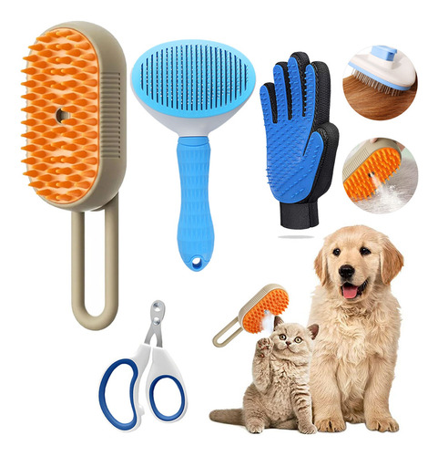 Cepillo Deslanador Gato Perro Peine Mascota Masajeador 4 Kit