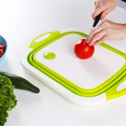 Tabla de cortar plegable – Fregadero portátil para lavar verduras, frutas,  grado alimenticio, para acampar (4.25 galones) con tapón de drenaje