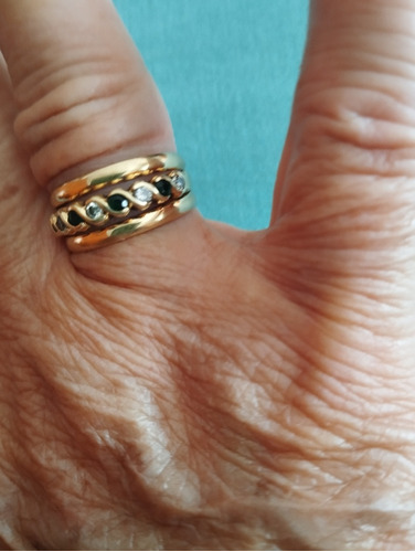 Anillo Oro  Reforzado Con Esmeraldas Y Brillantes