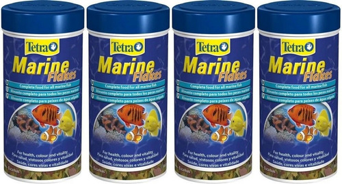 Ração Para Peixe Marinho Marine Flakes 52g Tetra Kit 4un