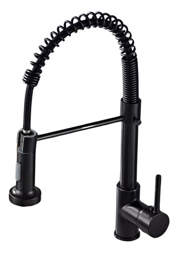 Llave Monomando Negro Para Fregadero Con Resorte Lujo Negro/mate